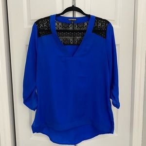 Express Blue and Black Blouse
